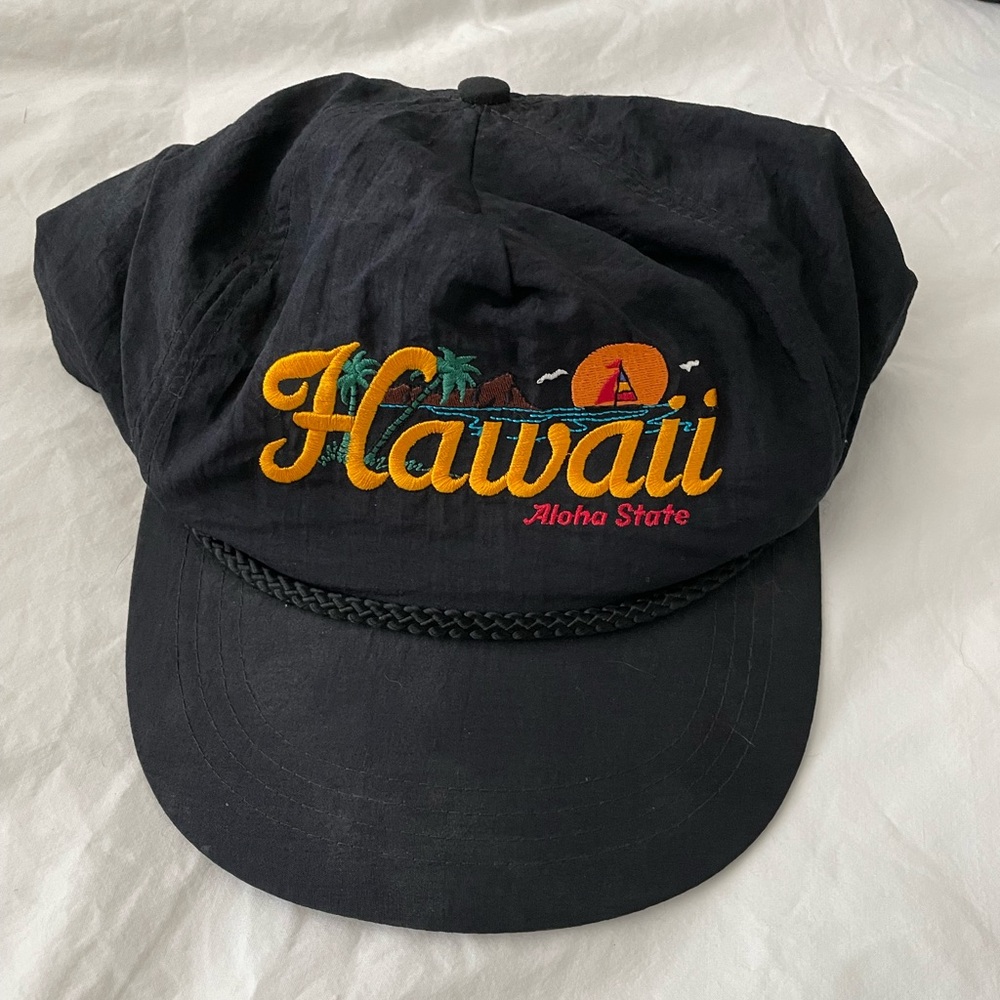Hawaii Aloha State Black Retro Throwback Hat SnapBack